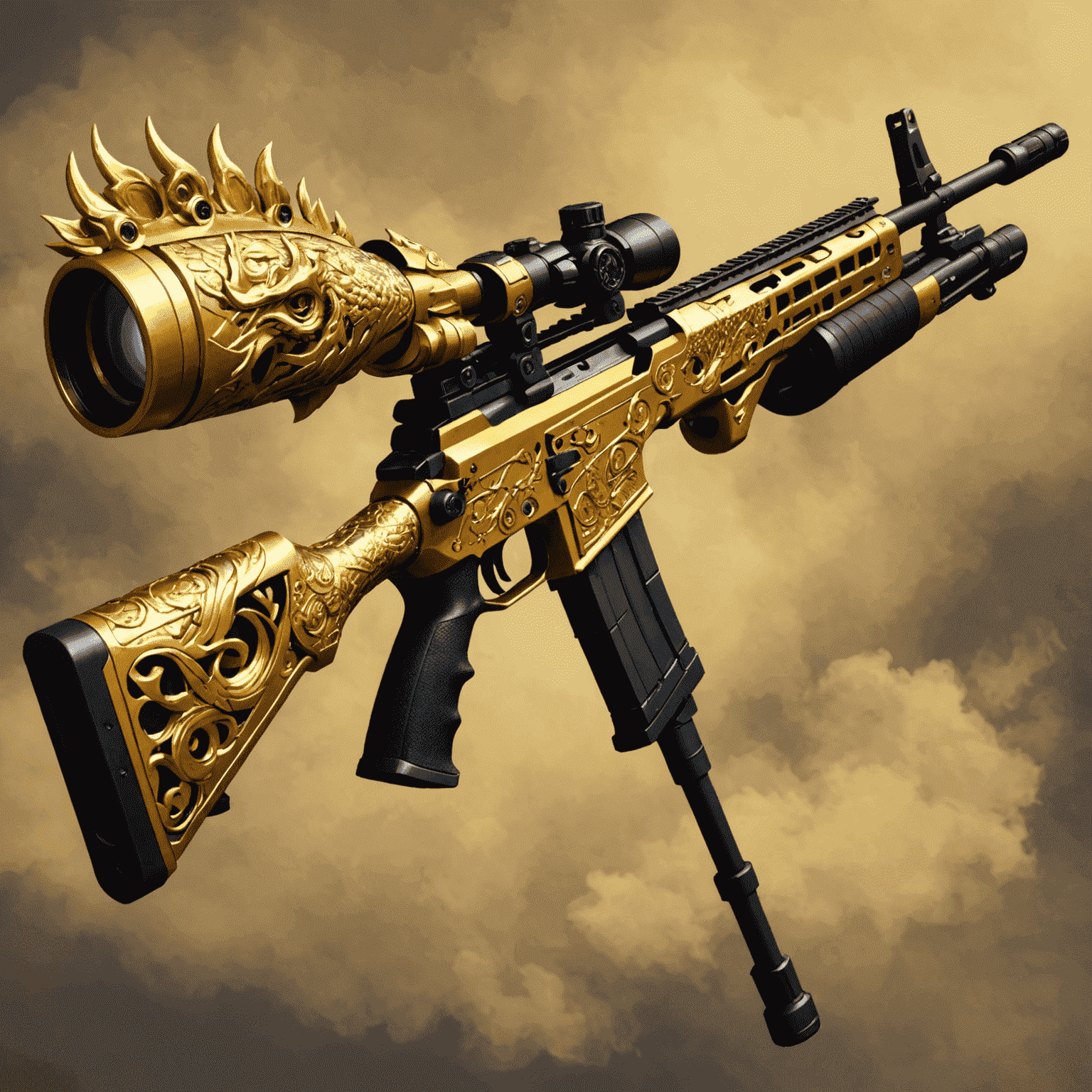 AWP Dragon Lore skin featuring an intricate golden dragon design